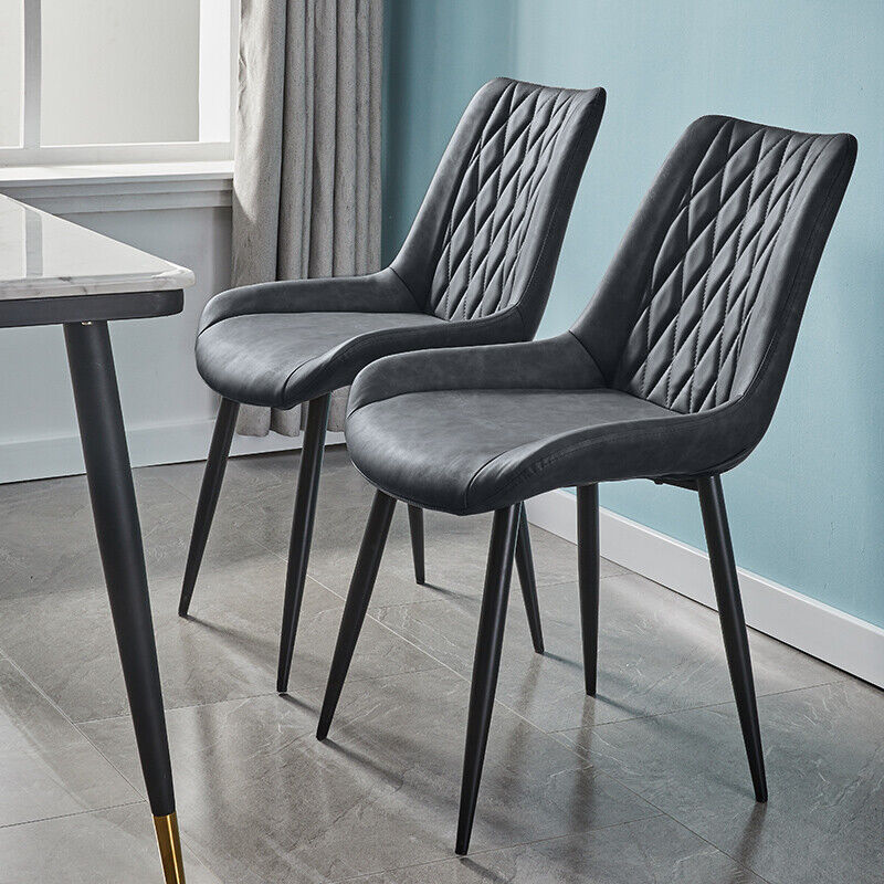 2x Dining Chairs Velvet Faux Leather Seat Dining Room Restaurant Chair Modern