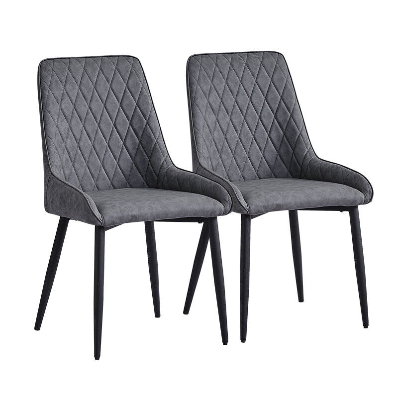 Pair of Faux Leather Velvet Dining Chiars Padded Seat Metal Legs Kitchen Chair