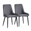 Pair of Faux Leather Velvet Dining Chiars Padded Seat Metal Legs Kitchen Chair