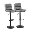 Set of 2 Faux Leather Bar Stools Breakfast Stools Brown Grey Gas Lift Swivel