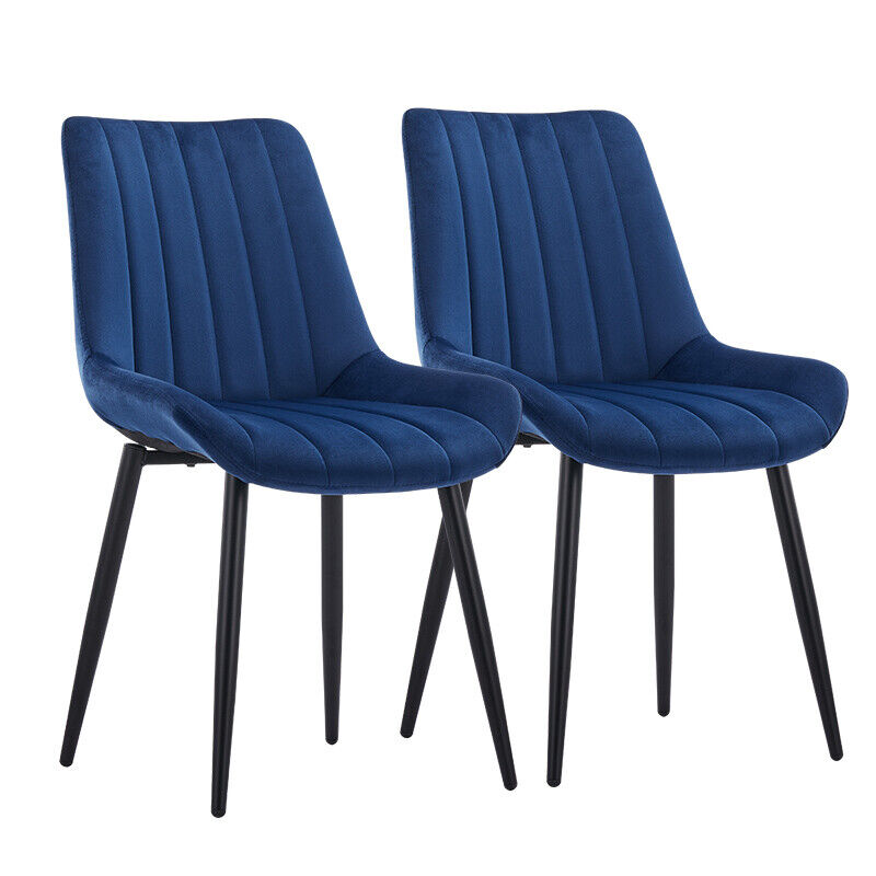 2x Dining Chairs Velvet Faux Leather Seat Dining Room Restaurant Chair Modern