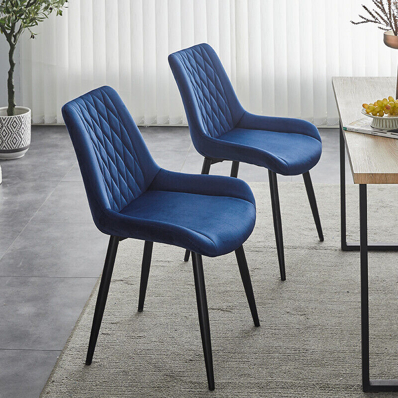 2X Faux Leather Dining Chairs PU Padded Dining Room Kitchen Chair Set Family