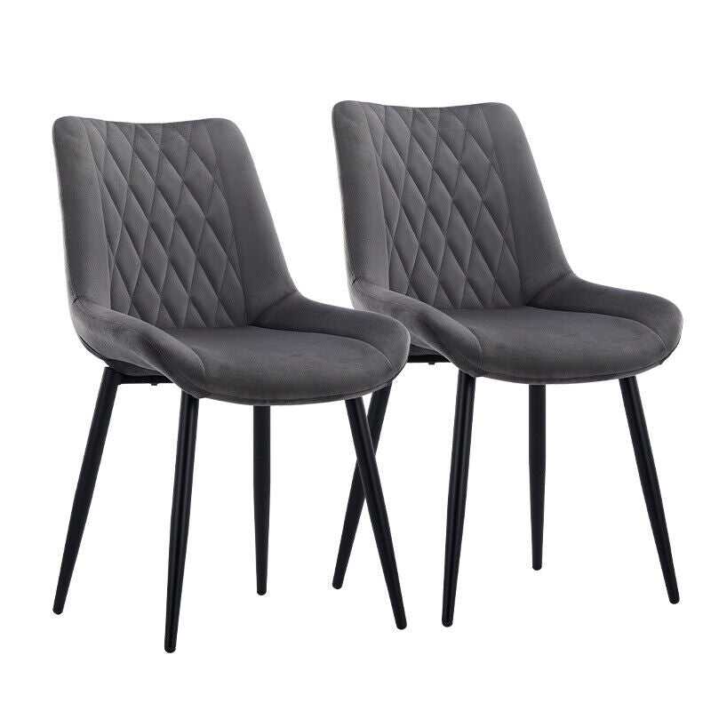 2x Dining Chairs Velvet Faux Leather Seat Dining Room Restaurant Chair Modern