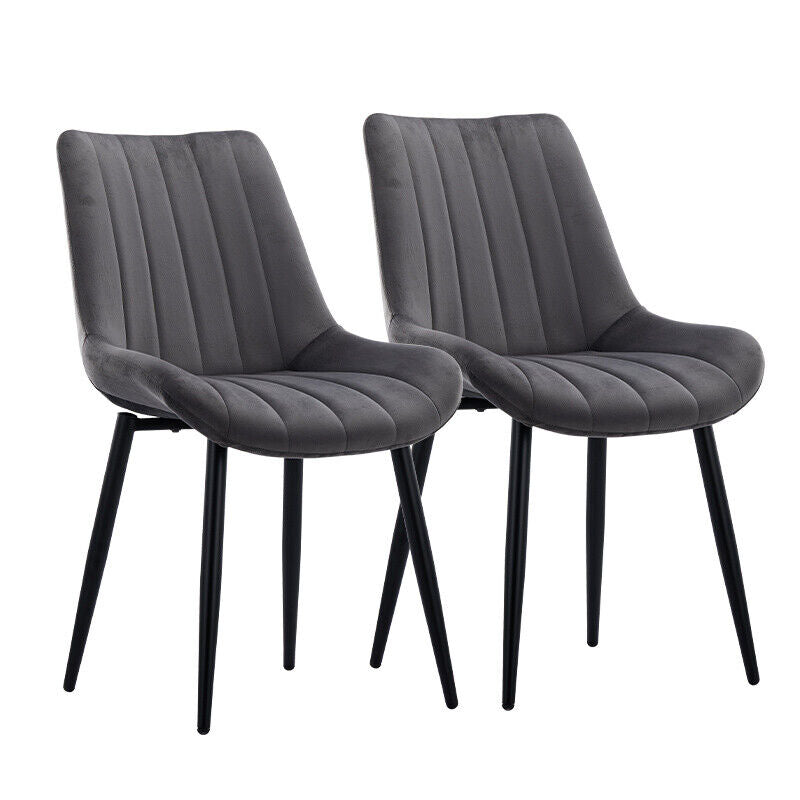 2x Dining Chairs Velvet Faux Leather Seat Dining Room Restaurant Chair Modern