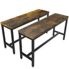 Dining Table Set & 2 Benches Outdoor Wooden Beer Table Chair Trestle Garden Pool