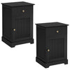Black Bedside Table with Drawer&Door Bedside Cabinet Nightstand for Living Room