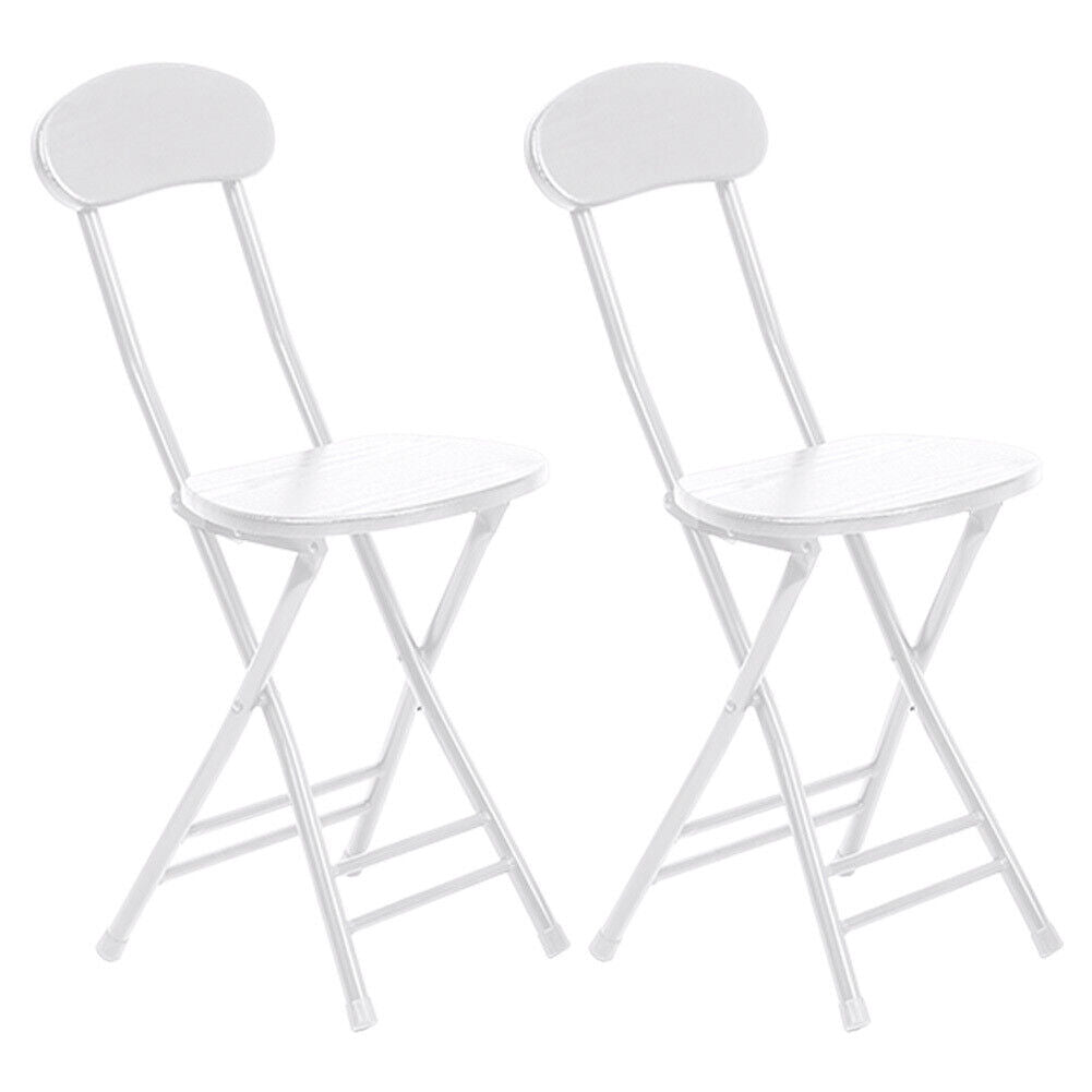 2/4x Small Dining Chair Foldable Wood Metal Kitchen Dinner Seat Space Saving