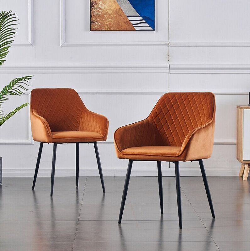 1/2X Dining Chairs Set Velvet Metal Leg Padded Seat Kitchen Chair Home Office UK