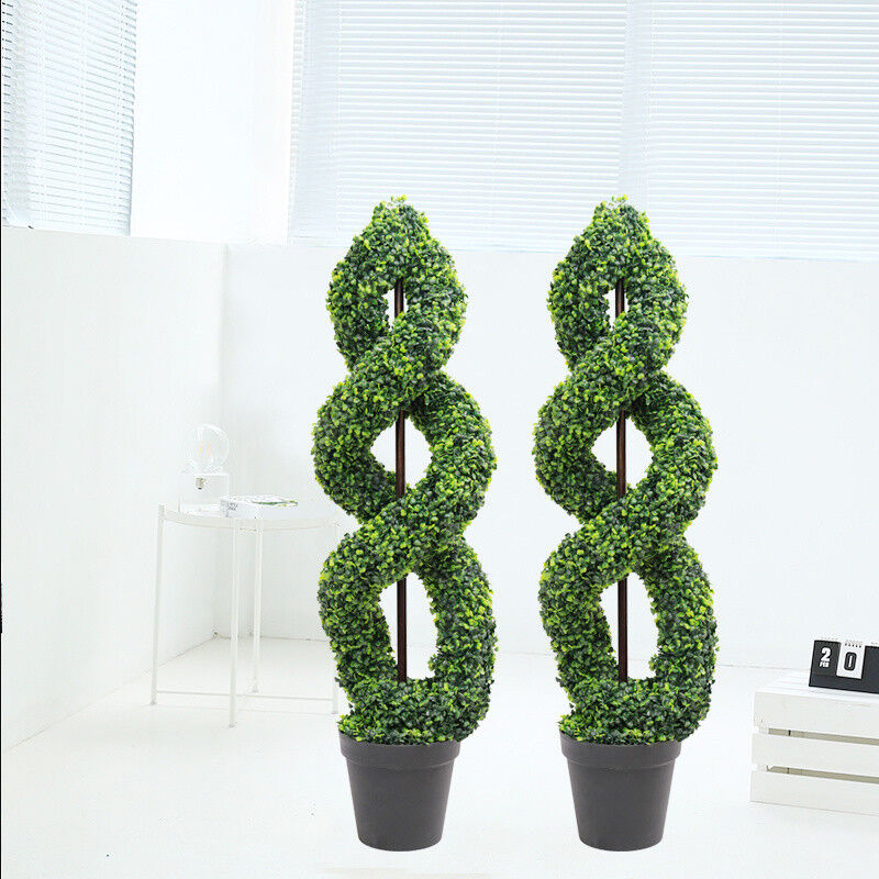 1/2Pcs Artificial Topiary Ball Green Plant Boxwood Potted Tree Indoor Outdoor UK