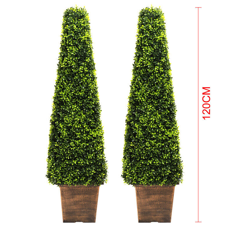 1/2Pcs Artificial Topiary Ball Green Plant Boxwood Potted Tree Indoor Outdoor UK
