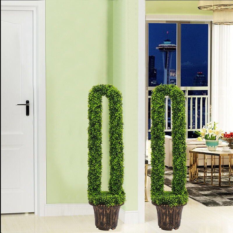 1/2Pcs Artificial Topiary Ball Green Plant Boxwood Potted Tree Indoor Outdoor UK