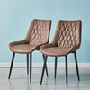 2pcs Faux Leather Dining Chairs Set PU Back Seat Metal Legs Restaurant Chair