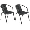 Black Wicker Bistro Set Table Chair Patio Garden In/Outdoor Furniture Diner Home