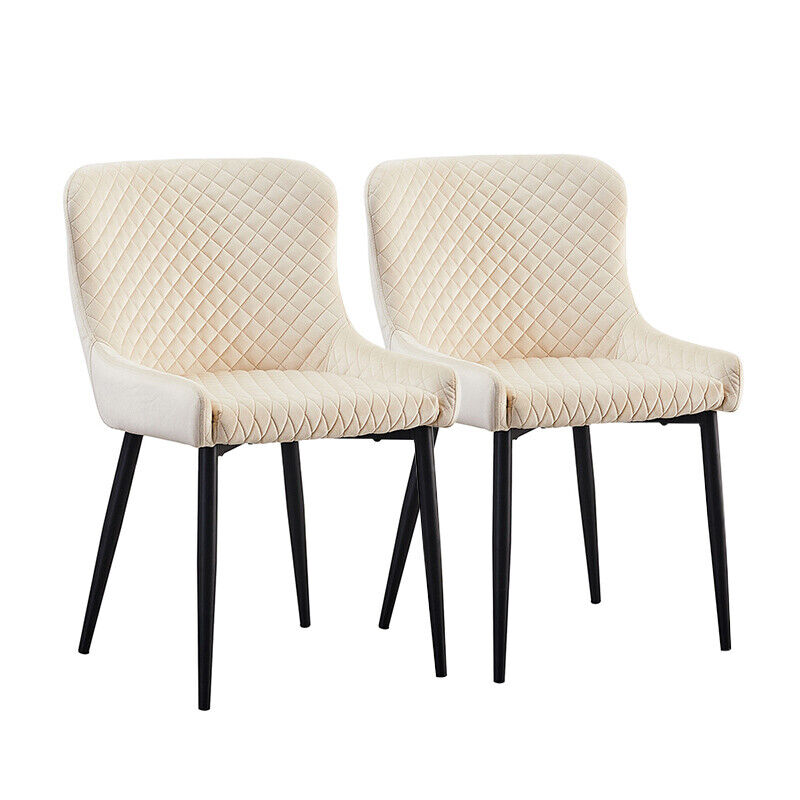 2X Velvet Dining Chairs Diamond Seat Padded Kitchen Dining room Chairs