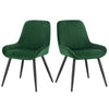 2x Dining Chairs Velvet Padded Kitchen Chairs w/ Backrest Metal Legs Restaurant