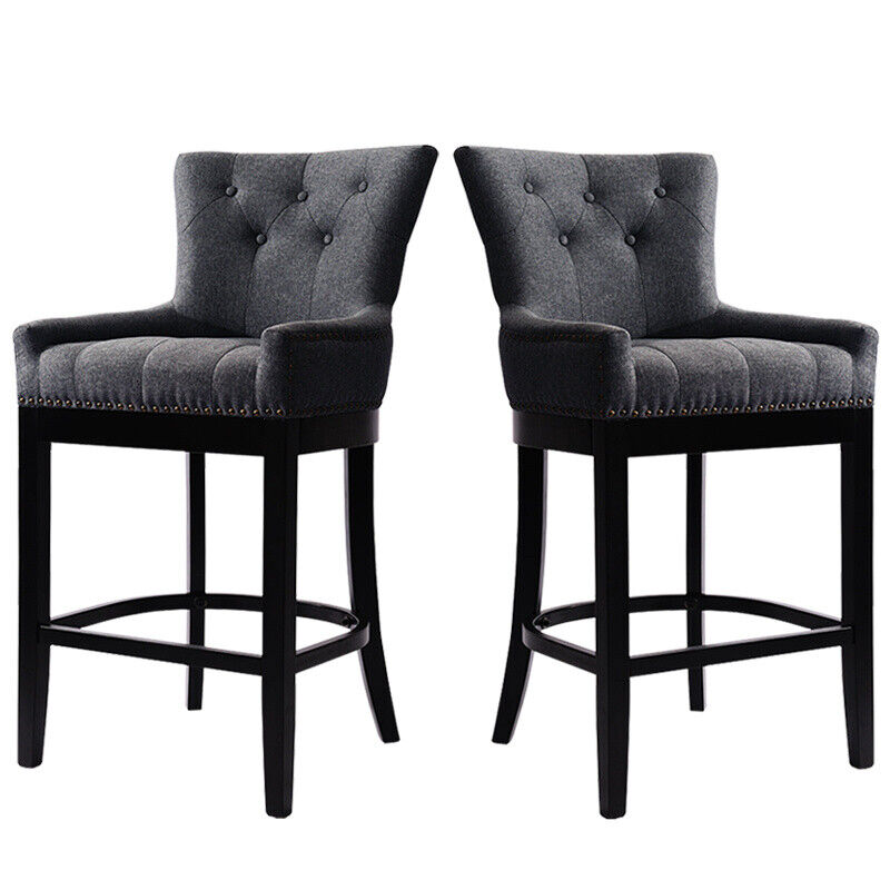 Solid Wood Bar Chairs Breakfast Kitchen Pub Bar Stools Cafe Footrest High Chair