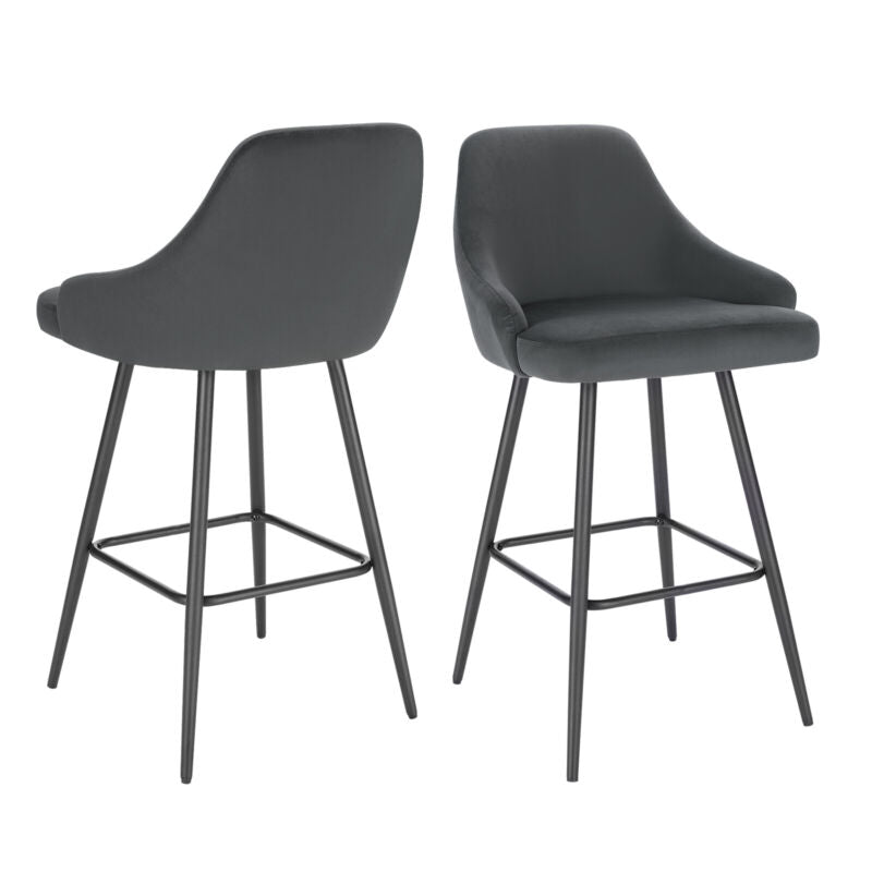 1/2/4x Bar Stool Velvet Padded High Counter Chair Backrest Barstool Pub Kitchen