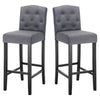 2/4x Bar Stools Linen High Counter Chair Pub Kitchen Breakfast Barstool Wood Leg