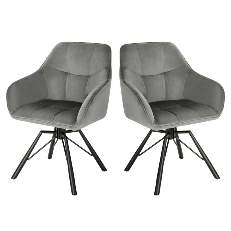 1/2/4/6x Velvet Padded Dining Chair w/ Backrest Swivel Kitchen Lounge Armchair