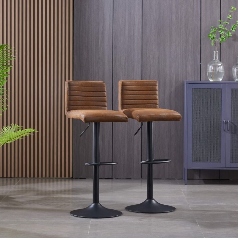 1/2/4x Bar Stools Gas Lift Swivel Velvet Padded Stool Breakfast Club Cafe Chairs