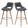 1/2x Breakfast Bar Stool Faux Leather Kitchen Bar Chair Wood Legs with Footrest