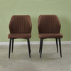 2/4/6pcs Dining Chairs Set Faux Leather Seat Back Metal Legs Kitchen Chair