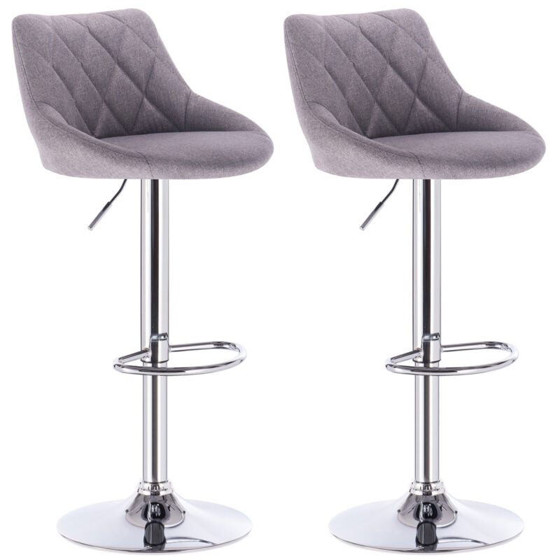 2x Bar Stools Breakfast Bar Chairs w/ Linen Padded Adjustable Height Stool Pub