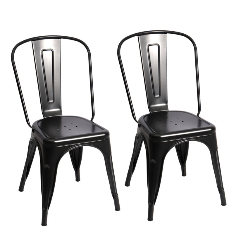 Tolix Metal Barstool Table Set Wooden Seat 2/4pcs Chairs Retro Bistro Restaurant