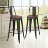 Tolix Metal Barstool Table Set Wooden Seat 2/4pcs Chairs Retro Bistro Restaurant