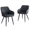 2 Pcs Dining Chairs With Armrests Velvet / PU Cushions Diamond Pattern Backrests