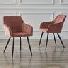 2x Dining Chairs Set Upholstered Lint Metal Legs Reception Accent Chair Armchair