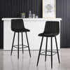 2pcs Dining Chairs Barstools Set Velvet Cushion Padded Metal Legs Kitchen Chair