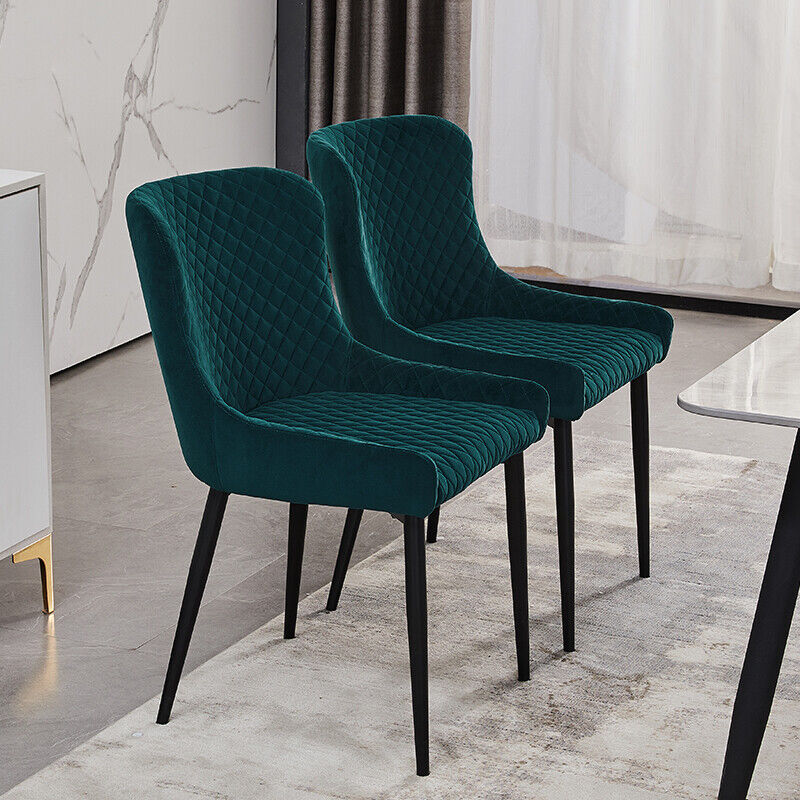 2X Velvet Dining Chairs Diamond Seat Padded Kitchen Dining room Chairs