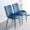 2 Velvet Dining Chairs High Back Kitchen Chairs Padded Stripe Seat Metal Legs