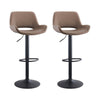 Set of 2 Faux Leather Bar Stools Swivel Gas Lift Foot Rest Pub Chair Brown Grey