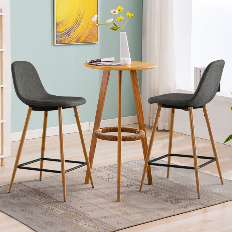 2X Bar Stools Fabric/Faux Leather Pub Chairs Breakfast Kitchen Metal Leg Modern