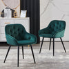 Pair Dining Chairs Bar Stools Dining Room Kitchen Tufted Seat Metal Legs