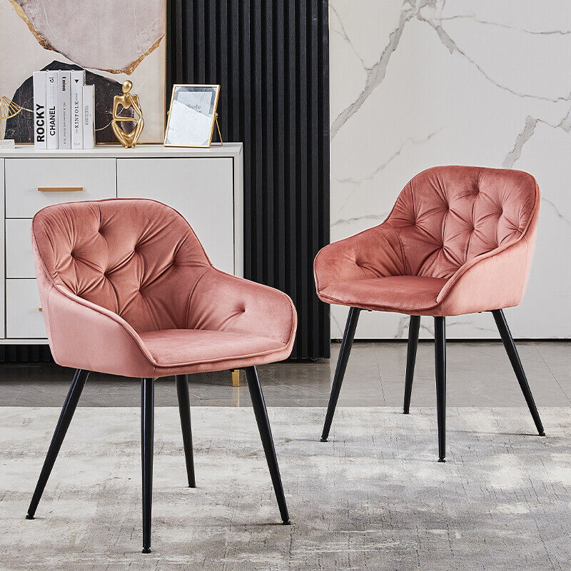 2* Velvet Bar Stools Breakfast Bar stool Pub Chairs Padded Seat Metal Leg CLIPOP