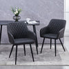 Set of 2 Dining Chairs Velvet Faux Leather Seat Modern Kitchen Chairs