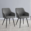 Set of 2 Dining Chairs Velvet Faux Leather Seat Modern Kitchen Chairs