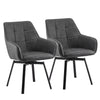 Swivel Dining Chairs x 2 Faux Leather Padded Seat Brown Grey Dining room Kitchen