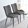 2 Velvet Dining Chairs High Back Kitchen Chairs Padded Stripe Seat Metal Legs