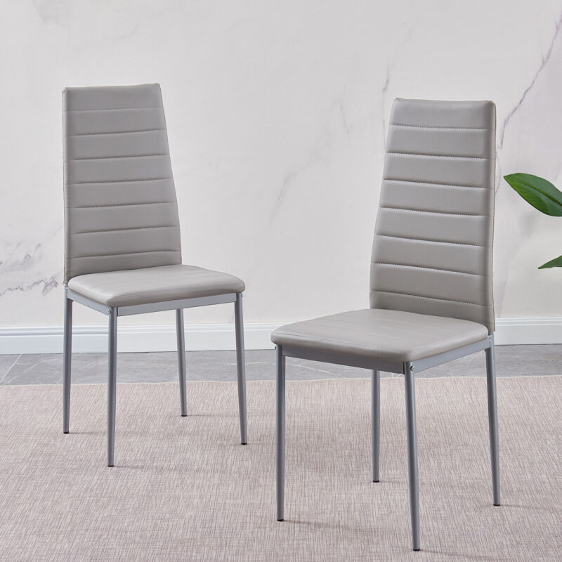 2/4/6pcs Faux Leather Velvet Fabric Dining Chairs Metal Chromed Legs Dining Room