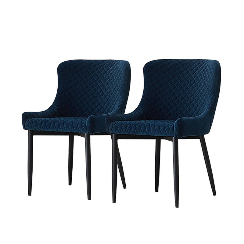 Pair of Dining Chairs Faux Leather Velvet PU Padded Metal Legs Restaurant Chair