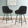 Pair Dining Chairs Bar Stools Dining Room Kitchen Tufted Seat Metal Legs