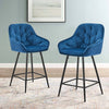 Pair Dining Chairs Bar Stools Dining Room Kitchen Tufted Seat Metal Legs