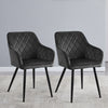 Set of 2 Dining Chairs Velvet Faux Leather Seat Modern Kitchen Chairs