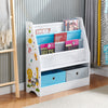 Children Bookshelf Kids Sling Book Rack with Storage Bins Toys Organizer White
