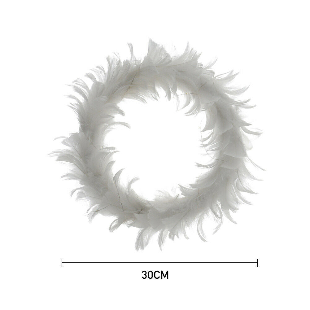 LED Devil Angel Feather Wreath With Light Halloween Party Hanging Front Door DIY