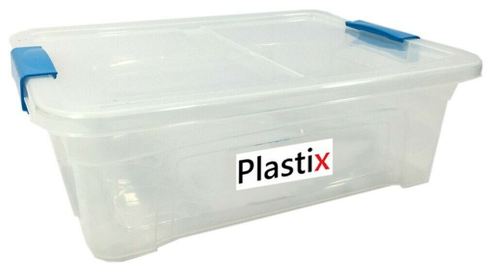 Plastic Storage Box Clear Boxes with Lids Clip Locking Large Store Home Office